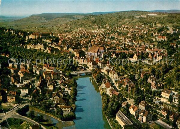 Tuebingen Blick von Osten auf Neckar und zum Schl