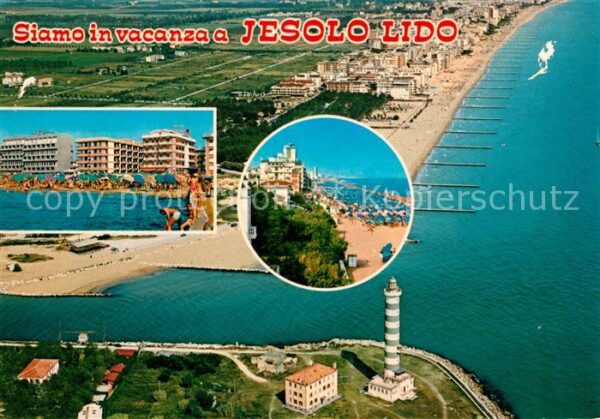 Jesolo Lido Strand Leuchtturm Fliegeraufnahme