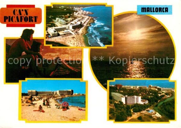 Can Picafort Mallorca Strand Sonnenuntergang am Meer Fliegera