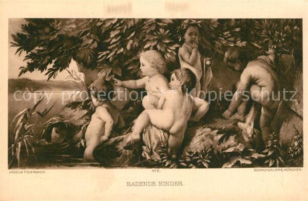 Kuenstlerkarte Anselm Feuerbach Badende Kinder