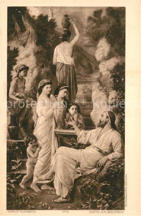 Kuenstlerkarte Anselm Feuerbach Hafis am Brunnen