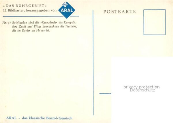 Werbung Reklame Aral Künstlerkarte Ruhrgebiet Brieftaub – Bild 2