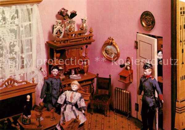 Puppe Doll Poupee Kinderspielzeug Puppenstube mit Salon um 1900 Rheinisch