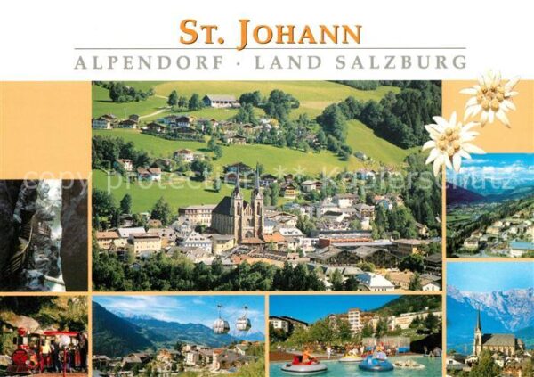 St Johann Pongau Teilansichten Alpendorf Kirche Bergbahn