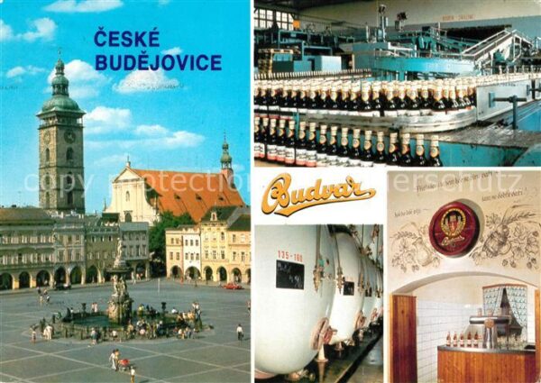 Ceske Budejovice Platz Brunnen Kirche Turm Budweis Braue