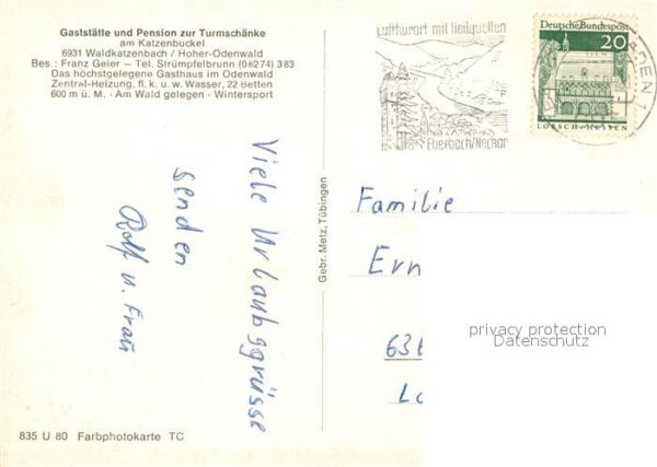Waldkatzenbach Gaststätte Pension zur Turmschänke am K – Bild 2