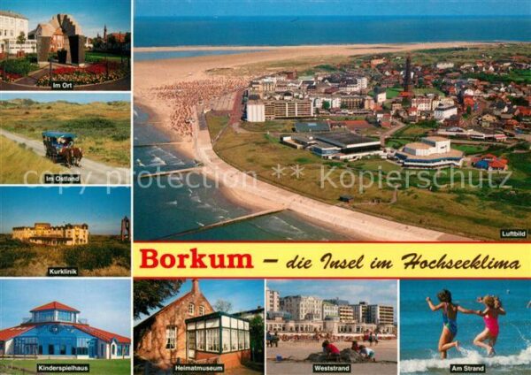 Borkum Ortsmotiv Ostland Pferdewagen Kurklinik