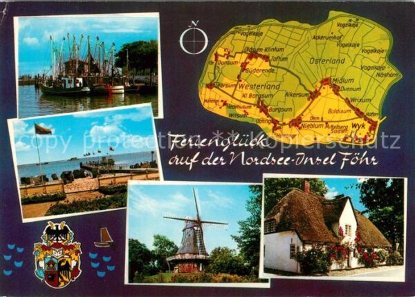 Insel Foehr Hafen Fischkutter Strand Windmühle Frie
