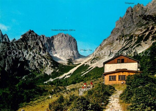 Gaudeamushuette Berghaus Weg zum Ellmauer Tor Kaisergeb