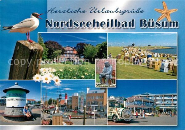 Buesum Nordseebad Möwe Strand Ortsansichten Eisenbahn
