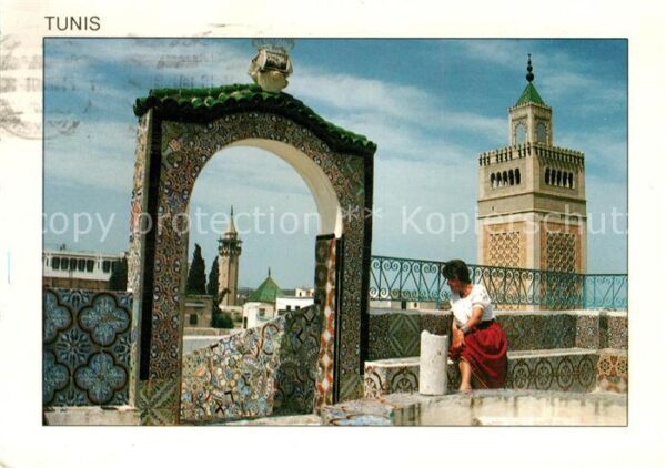 Tunis Frau auf dem Dach