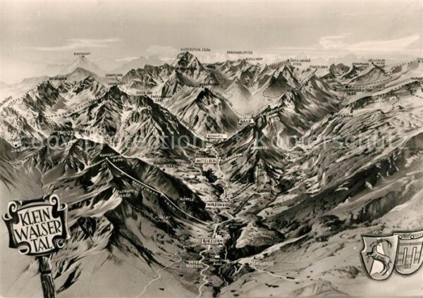 Kleinwalsertal Vorarlberg Panoramakarte mit Riezlern Hirschegg un
