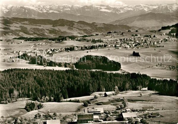 Scheidegg Allgaeu Blick vom AEG Ferienheim Fliegeraufnahm