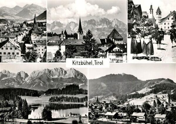 Kitzbuehel Tirol Teilansichten Trachten Schwarzsee Hahne