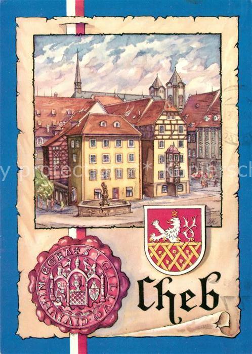 Cheb Eger Altstadt Platz Brunnen Wappen Siegel Kü