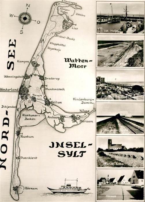 Insel Sylt Landkarte Ortschaften der Insel Hafen S