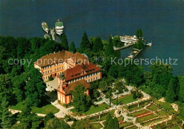 Insel Mainau Fliegeraufnahme mit Schloss Kirche Terr