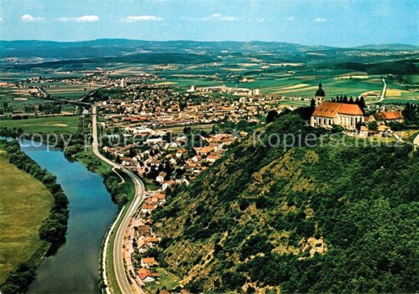 Bogen Niederbayern Fliegeraufnahme mit Wallfahrtskirche Bo