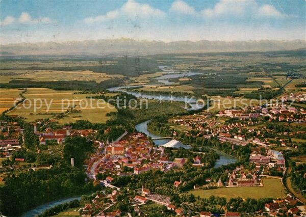 Landsberg Lech Fliegeraufnahme mit Karwendel Zugspitze