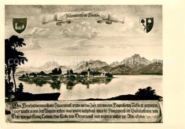 Frauenwoerth Chiemsee Benediktinerkloster Künstlerkarte Mülle