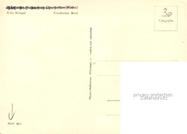 Verlag HDK Nr. 661 Willy Kriegel Friedlicher Wald – Bild 2