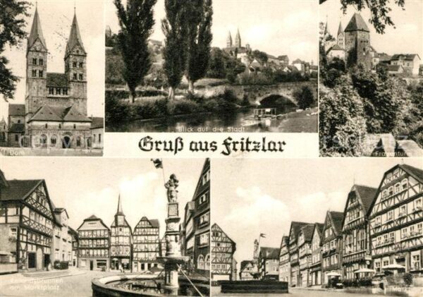 Fritzlar Dom Blick über die Eder zur Stadt Fraue