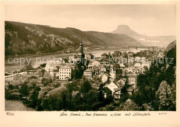 Bad Schandau Stadtpanorama mit Elbe und Lilienstein