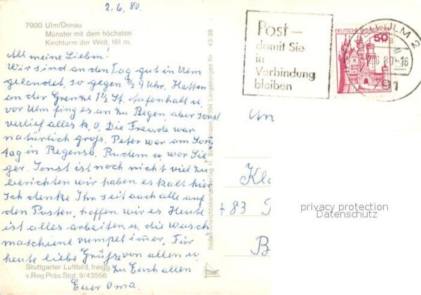 Ulm Donau Stadtzentrum Münster Höchster Kirchturm – Bild 2