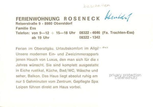 Oberstdorf Gästehaus Pension Ferienwohnungen Haus – Bild 2