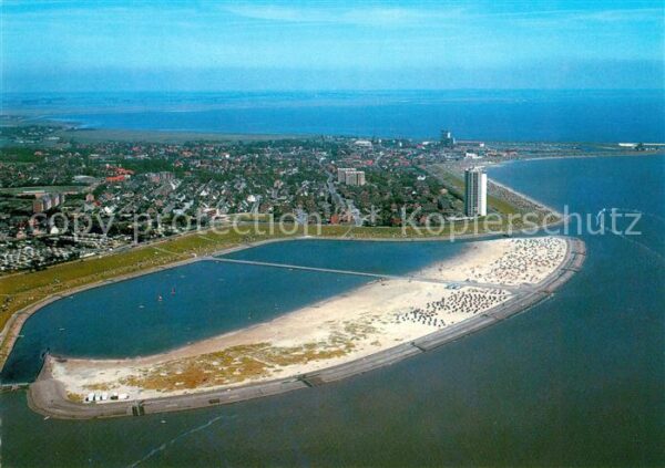 Buesum Nordseebad Fliegeraufnahme Sandstrand Perlebucht O