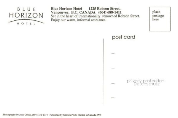 Vancouver British Columbia Blue Horizon Hotel – Bild 2