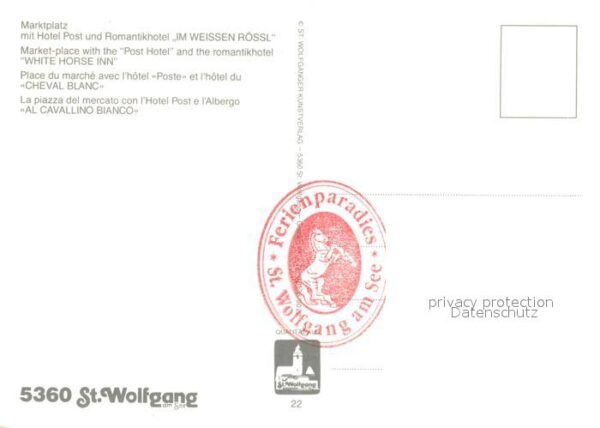 St Wolfgang Wolfgangsee Marktplatz Hotel Post Im Weissen Rössl – Bild 2