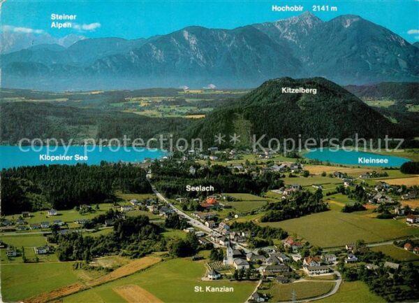 St Kanzian Klopeiner See Fliegeraufnahme mit Kleinsee Hochobir u