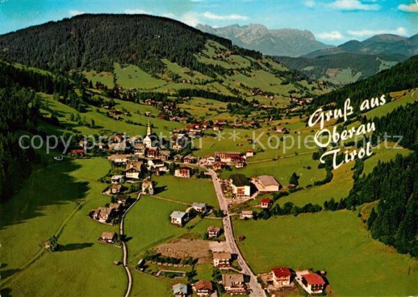 Oberau Tirol Fliegeraufnahme Kaisergebirge