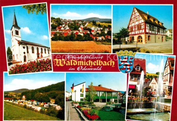 Waldmichelbach Panorama Odenwald Kirche Fachwerkhaus S