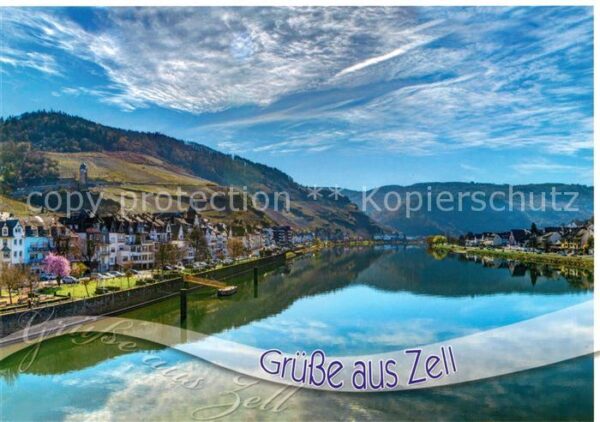 Zell Mosel Panorama Blick über die Mosel