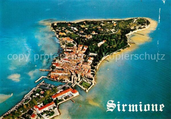 Sirmione Lago di Garda Halbinsel Fliegeraufnahme
