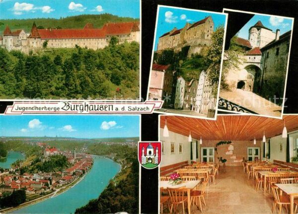 Burghausen Salzach Jugendherberge in der Burg Stadtpanoram
