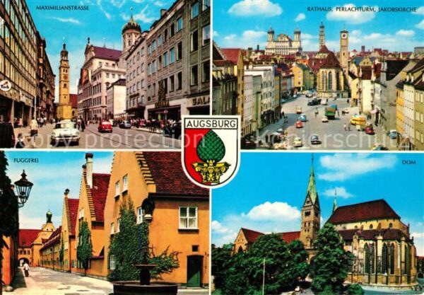 Augsburg Maximilianstrasse Rathaus Perlachturm J