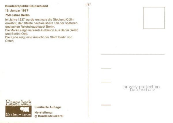 Berlin Stadtansicht von Osten 750 Jahre Berlin – Bild 2