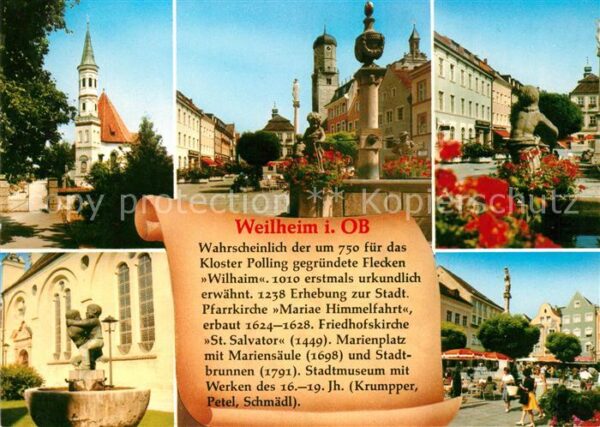 Weilheim Oberbayern Altstadt Kirche Brunnen Marktplatz Chro