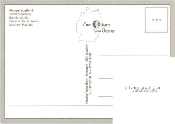 Plauen Vogtland Postmeilensäule Bahnhofstrasse Markt Ra – Bild 2