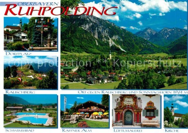 Ruhpolding Schwimmbad Kirche Dorfplatz Sonntagshor