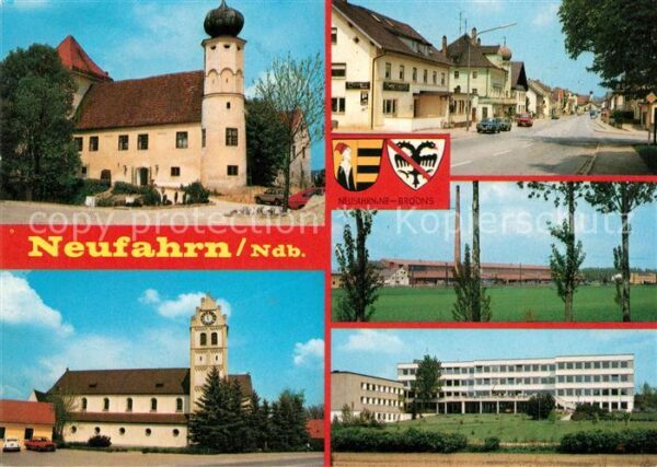 Neufahrn Kirche Strassenpartie Gebäude Wappen