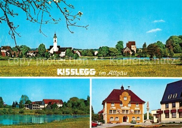 Kisslegg Ortsansicht mit Kirche Rathaus Uferpart