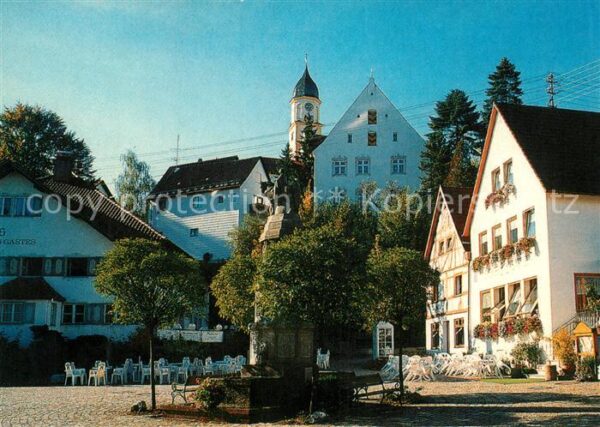 Bad Groenenbach Marktplatz Brunnen Strassencafe Blick z