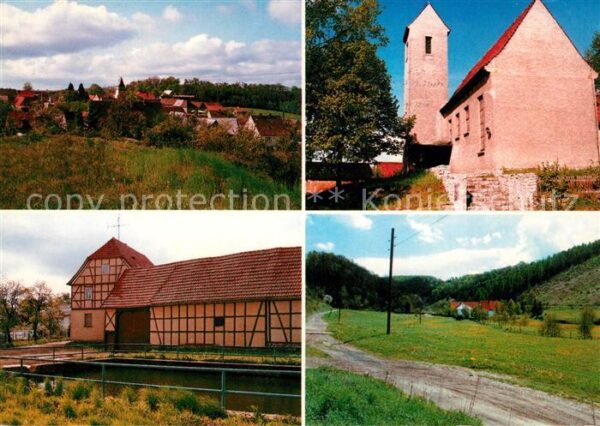 Abberode Ortsansicht mit Kirche Bauernhof