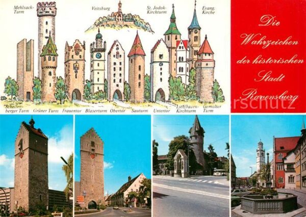 Ravensburg Wuerttemberg Türme Brunnen Kreuzbrunnen