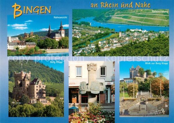 Bingen Rhein Panorama Nahemündung Burg Klopp Weinbru