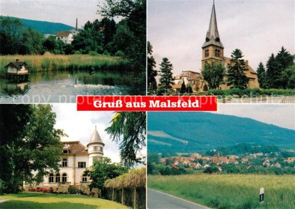 Malsfeld Schwanenteich Kirche Schloss Panorama